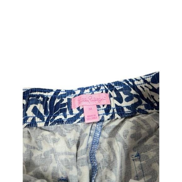 Lilly Pulitzer Aden Pant in Indigo Home Slice 100% Linen sz M Modern Colorful - Picture 3 of 3